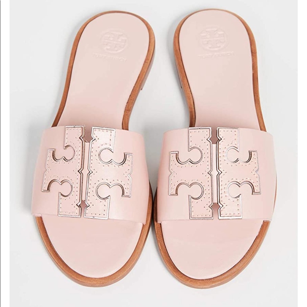 NIB Tory Burch Ines Leather slides pink Size 9.5
